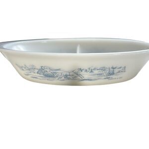 Vintage Glasbake divided dish Currier & Ives